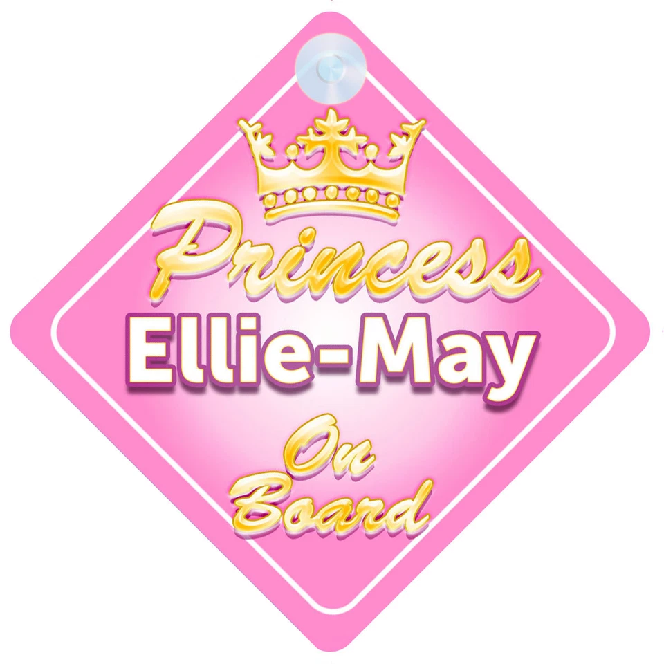 MYBABYONBOARD UK Letrero de coche personalizado para bebé niña de la princesa heredera Ellie-May a bordo