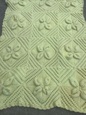 GORGEOUS Vintage Handmade Crochet Afghan Baby Blanket Yellow Quilt 39  X 29  