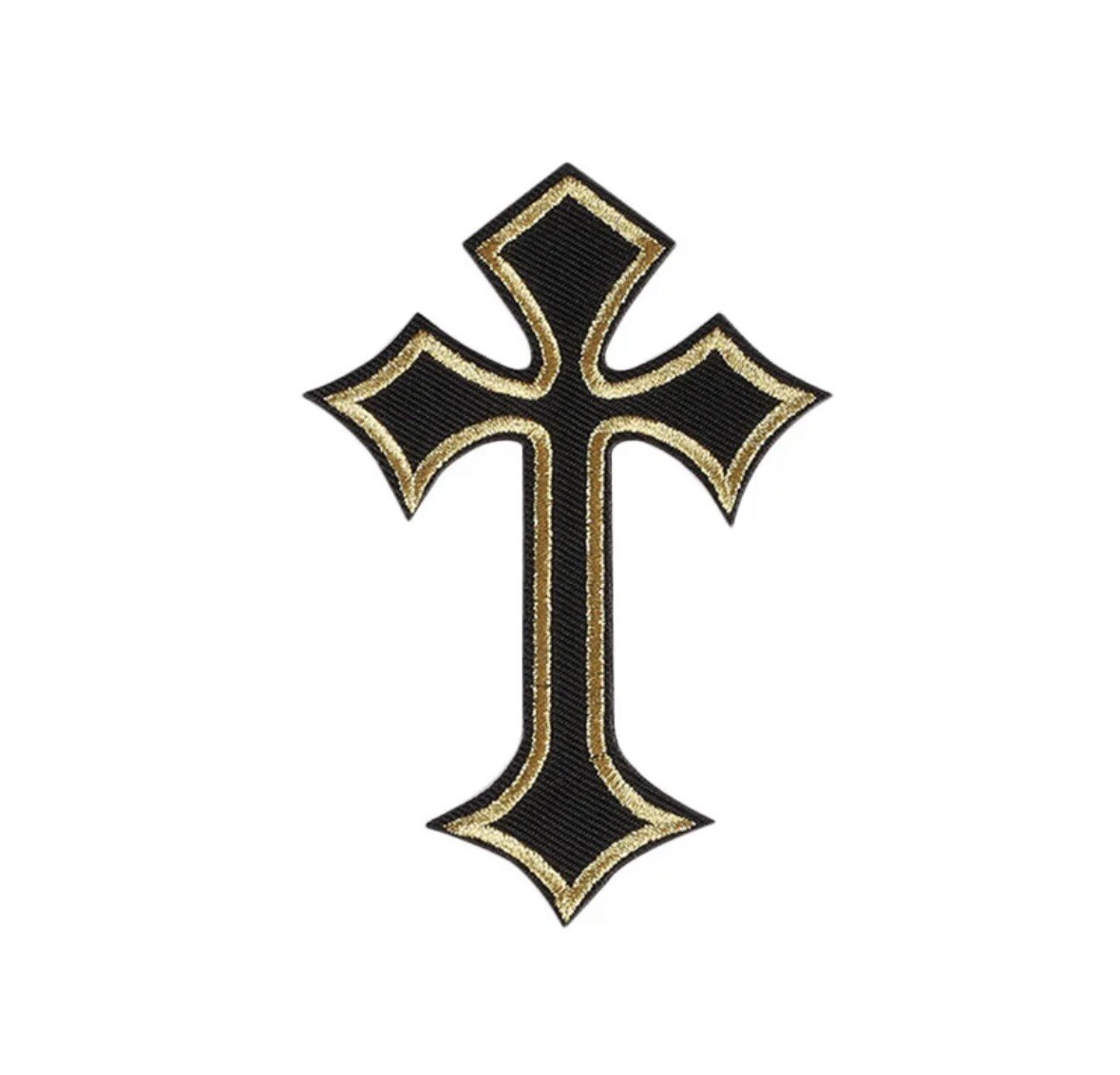 chrome hearts Iron on cross patch - Black / Gold