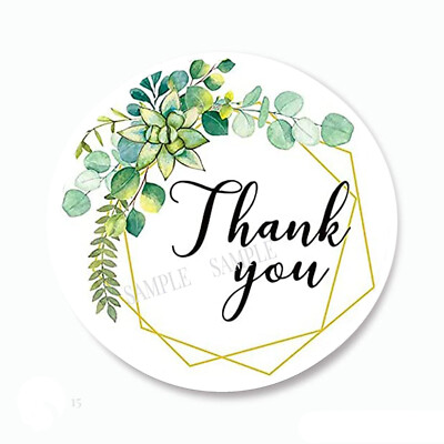 Thank You Greenery Eucalyptus + Gold Stickers Scrapbook Stickers Envelope Seals