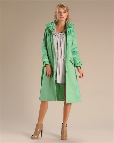 SAMUEL DONG RUFFLED COLLAR, WAIST TIE, ELEGANT TRENCH COAT - Picture 3 of 4