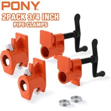 PONY 2-Pack 3/4 Inch Pipe Clamp 52 Wood Gluing Pipe Clamp Fixture for Black Pipe