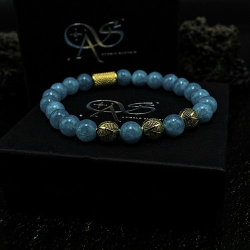 Jade 925 Sterling Silber Armband Bracelet Perlenarmband Amazonite 18k Gold Beads - Picture 7 of 13