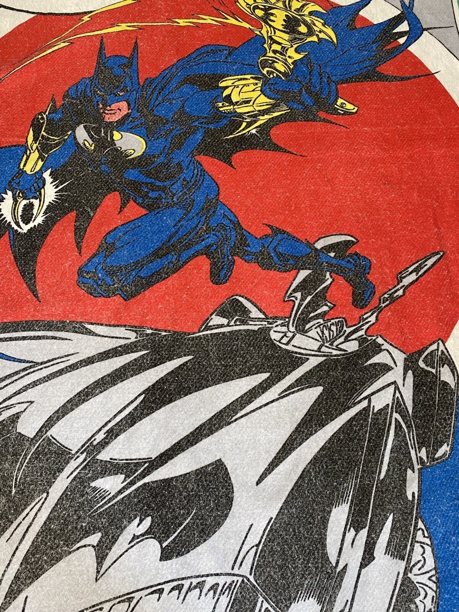 Vintage 90s Batman Forever Fleece Blanket Comforter Batmobile