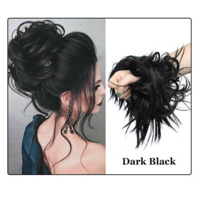 Curly Messy Bun Hair Piece Scrunchie Updo Cover Hair Extensions Real As Human US