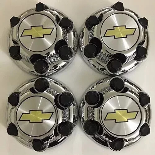 SET 4 68-72 CHEVY 6 LUG TRUCK RALLY WHEEL CENTER CAPS WITH 3 7/16  EMBLEMS #361