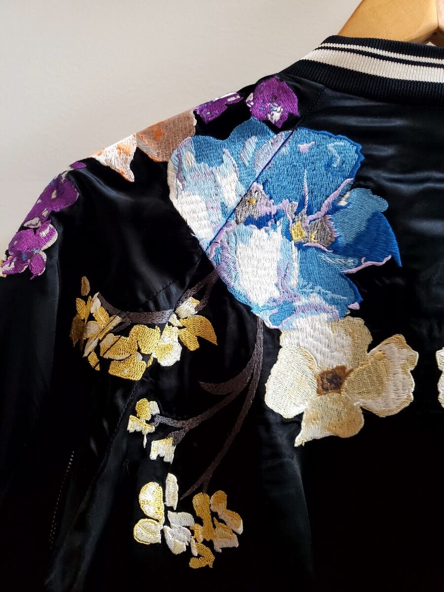 Phillip Lim 3-1 Jacket 2 Satin Embroidered Floral Bomber Phillip Lim 3-1 Jacket 2 Satin Embroidered Floral Bomber