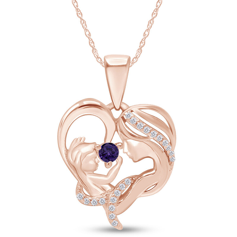 Cool Mom Rose Gold Mum Necklace Mom With Child Heart Pendant