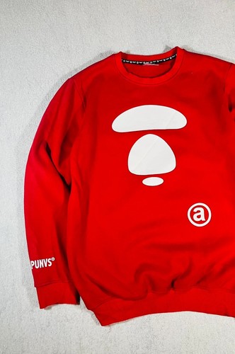 Pull Aape Col Rond Crewneck Rouge XL Y2K Coton Logo Aape Universe Vintage - Picture 3 of 12