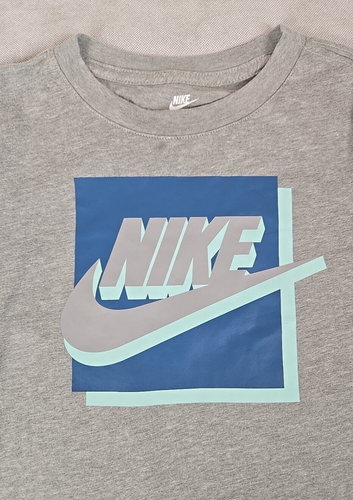 NEW Nike Shirt Boys Size 6 Medium Graphic Tee Drip SWOOSH Long Sleeve Gray - Picture 3 of 4