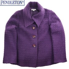 Pendleton Women Coat Jacket Vintage USA Chunky Wool Lambs Button Pockets Sz 18