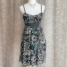 Vintage Y2K Ruby Rox Tribal Print Beaded Waist Sundress Tropical Retro Sz S