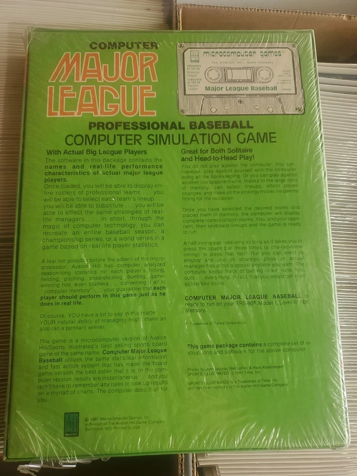SEALED Major League Pro Baseball by Avalon Hill Micro-Computer Games for TRS-80 - Image 4 of 4