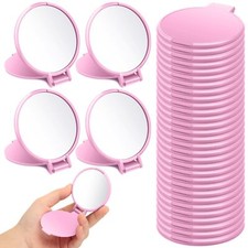 Mini Compact Mirror Bulk 24 Pieces Round Portable Pink 2.8x2.4" Makeup