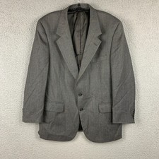 Vtg Burberry Blazer Men 44 R 100 Wool Herringbone Gray Jacket USA Sport Coat