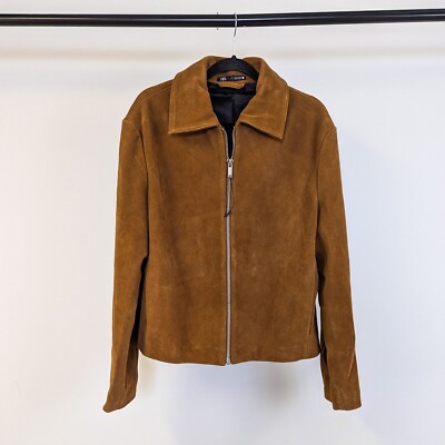 Brown Suede Tan Leather Jacket Zara FAUX SUEDE CROPPED JACKET