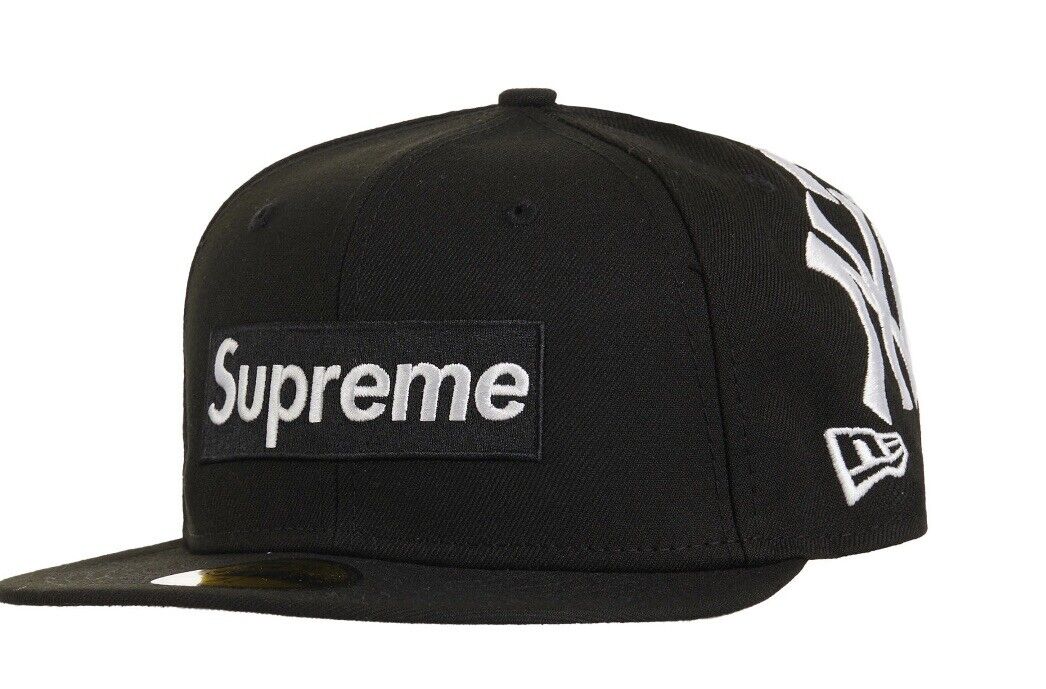 Supreme New Era NY Yankees Black Hat Box Logo Fitted Size 7 1/4 