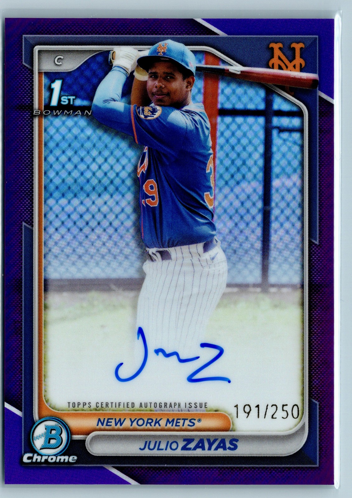 2024 Bowman Chrome #CPA-JZ Julio Zayas Prospects Auto Purple /250