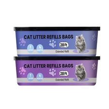 2 Pack Jumbo 28 FT Cat Litter Refill Bags Cartridges with Litter Genie Plus/S...