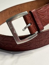 Vtg Lauren Ralph Lauren Tooled Embossed Leather Belt Sz S Western Rodeo