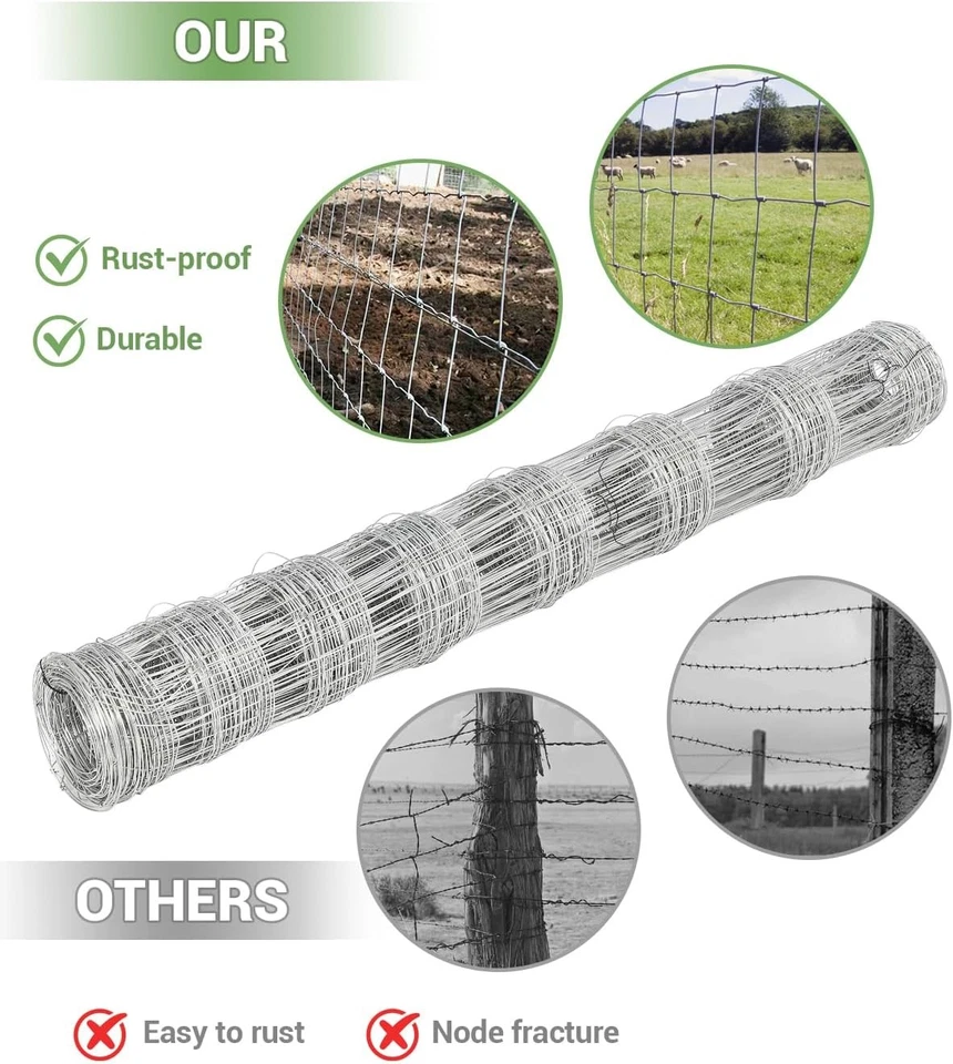Cerca de fazenda 4 pés x 328 pés resistente galvanizado cerca de gado animais proteger, 6 tamanhos - Imagem 4 de 4