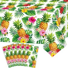 6 Pack Hawaiian Luau Tablecloth Tropical Table Cover Palm Leaves Party Table ...