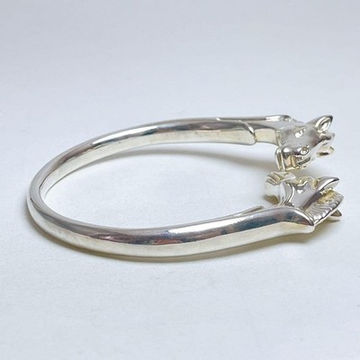 エルメス　Hermes Cheval Double Head Bangle Hermes Vintage Cheval Double Head Horse Bangle Silver Metal From