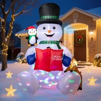 Aufblasbare Weihnachtsdeko Schneemann 2,10M Mit Rotierenden LED Lichtern