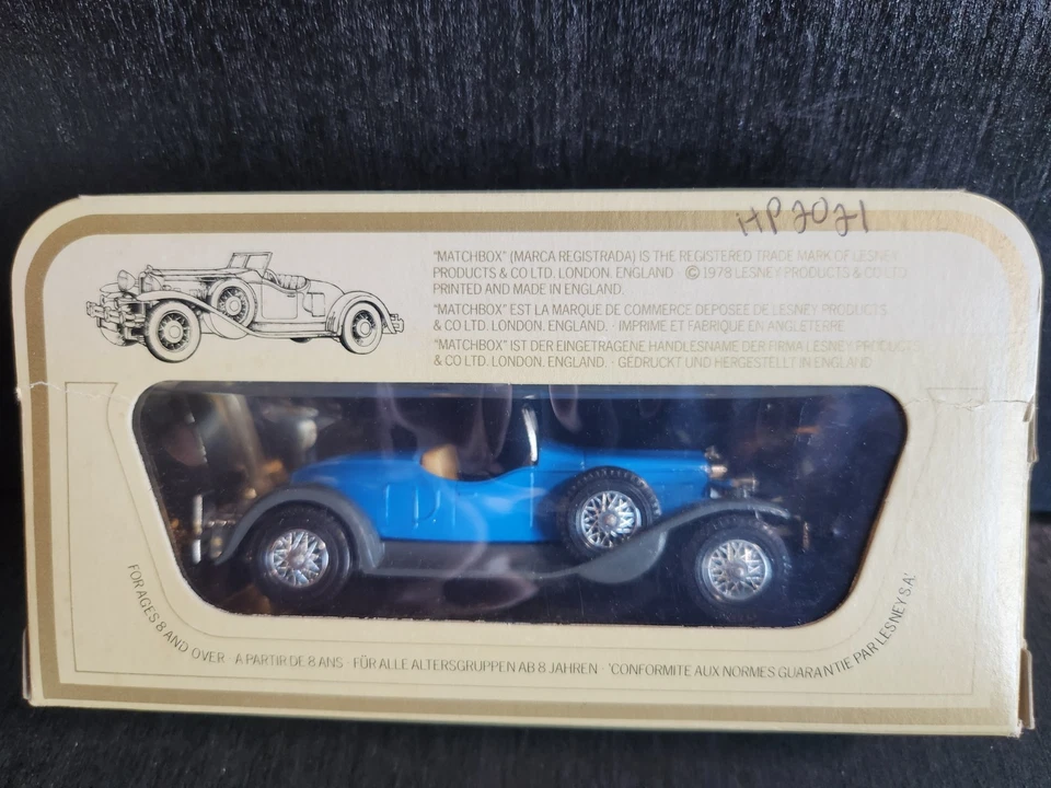 MATCHBOX MODELS OF YESTERYEAR Y-14 1931 STUTZ BEARCAT ROADSTER BLUE 1977 NIB - Image 4 of 4