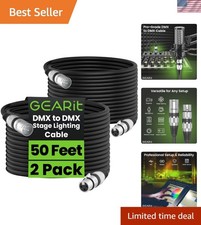 50ft DMX Male to Female Cable, 2-Pack - Heavy Duty XLR for Events and Studios