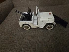 Tonka  Vintage White Jeep AA Wrecker Truck With Black Snow Plow  1960s