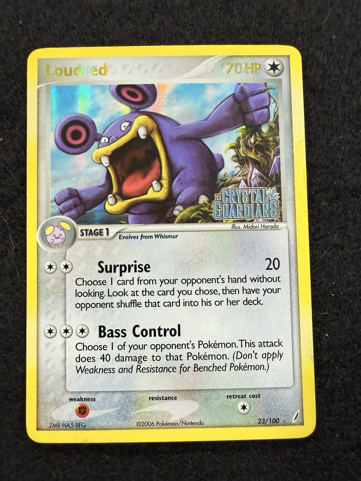 Pokemon Loudred Reverse Holo Stamped 23/100 from Crystal Guardians MP!