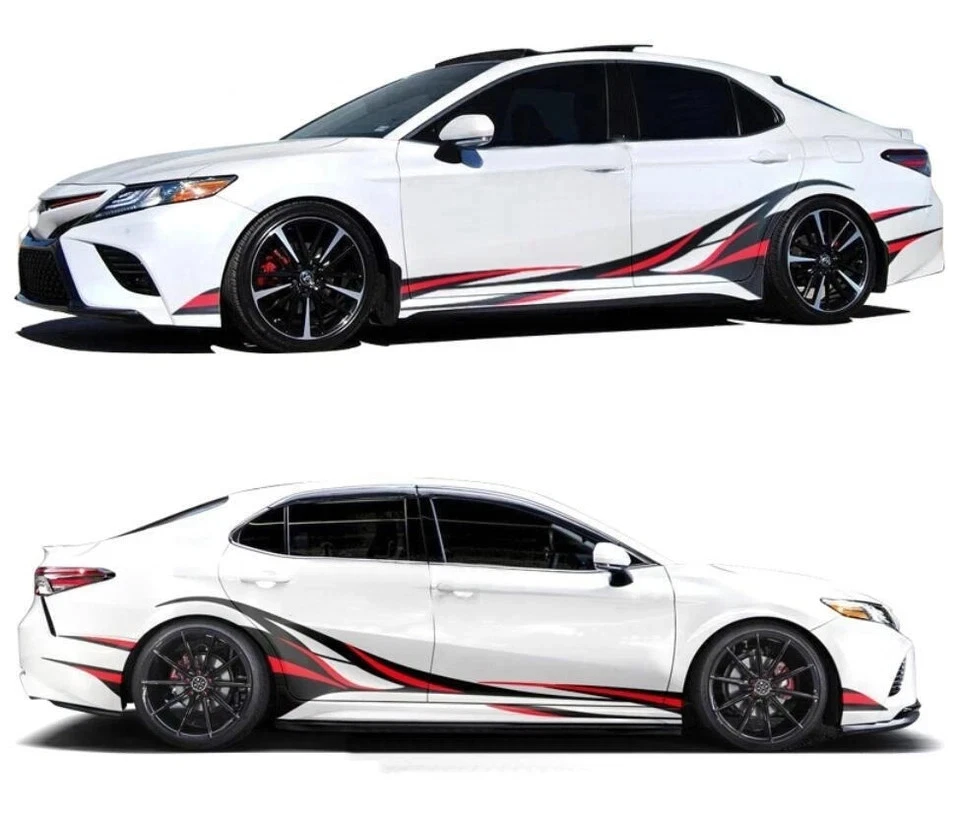 Графические виниловые наклейки с полосой пламени на боковую дверь автомобиля наклейки на бампер Toyota Camry - Изображение 2 из 4