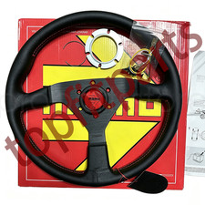 For Momo Montecarlo 350mm Leather Steering Wheel Red Horn Red Stitching