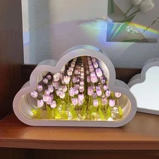Tulip Night Light Cloud Tulip Mirror Night Light,Simulation Flower TableLamp