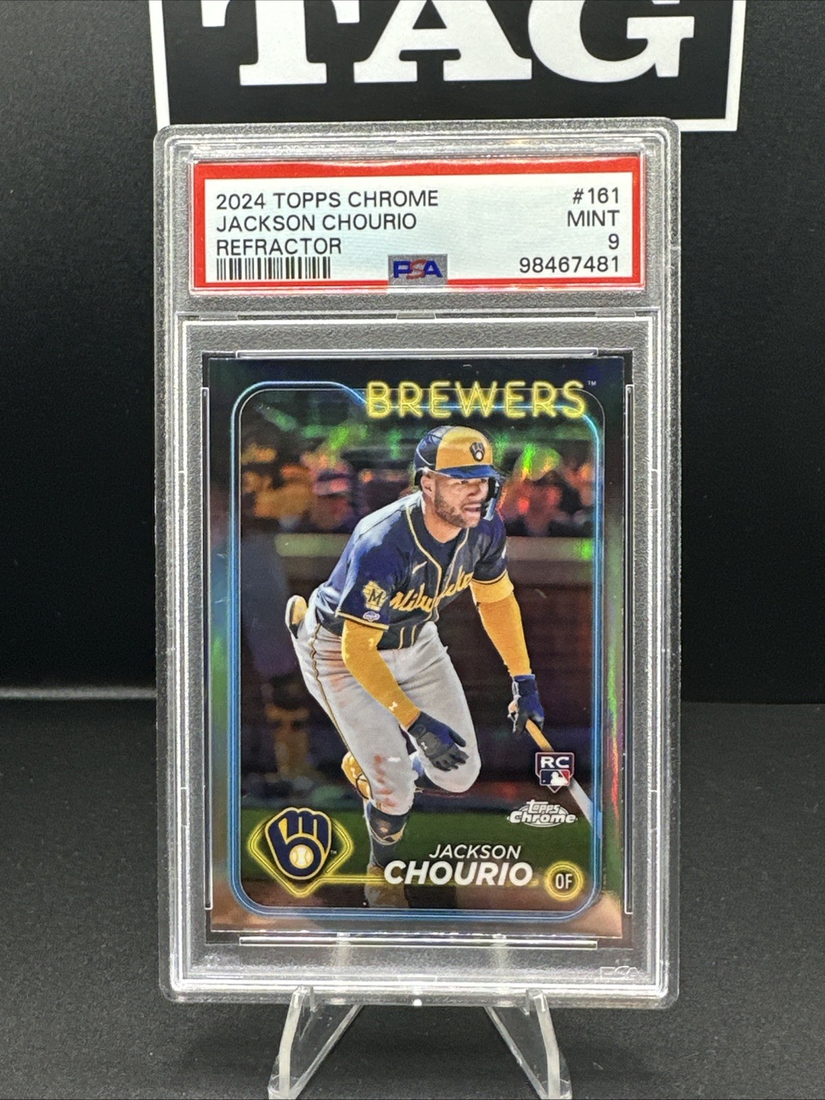 2024 Topps Chrome Jackson Chourio #161 Refractor PSA 9 Rookie Baseball Card