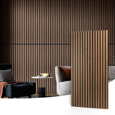 2 Wood Slat Acoustic Panels Wall & Ceiling 3D Fluted Sound Absorbing Panel W/