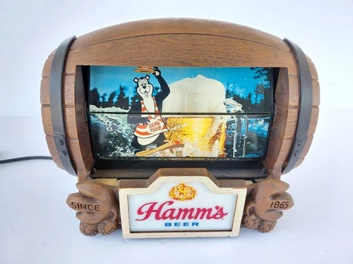 Vintage 1960s Hamm’s Beer Flipper Barrel Motion Sign Lighted Version WORKS