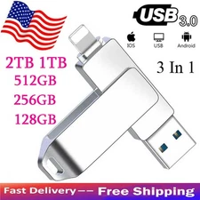 2TB 1TB USB 3.0 Flash Drive OTG Memory Stick Pen Disk For iPhone iPad Android PC