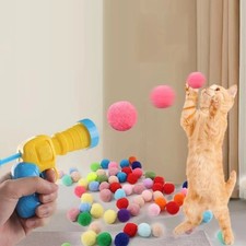 Cat Toy Shooting Gun Interactive Launcher Kitten Play Training Plush Ball Toy
