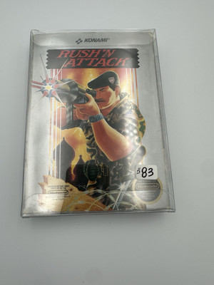 Rush'n Attack NES Nintendo Cart, Box, Manual - Tested/Works! Top Box Flap Gone