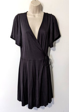 Nectar Clothing Women's Black Wrap Dress Sz Lg  Rayon/Poly Blend