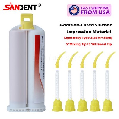 Dental Impression Material VPS Light Body Fast Set (2 Cartridge & 10 Tips) PVS
