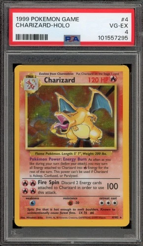 Pokemon Charizard Base Set Unlimited Holo Rare #4 PSA 4