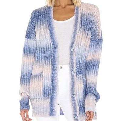 For Love & Lemons Celeste Cotton Candy Blue & Pink Tie Dye Cardigan Sweater