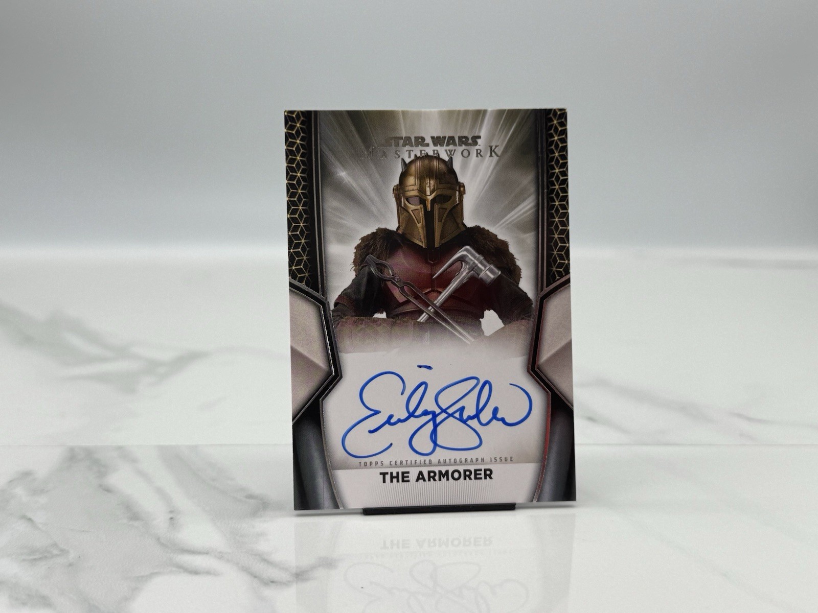 2025 Topps Star Wars Masterwork Emily Swallow as The Armorer On Card Auto #A-ES