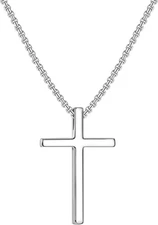 925 Sterling Silver Cross Necklace for Men - Adjustable 18-22 Inch Chain
