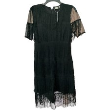 NWT Sold Out ASOS DESIGN Black Maternity fringe shift t-shirt mini dress Size 4