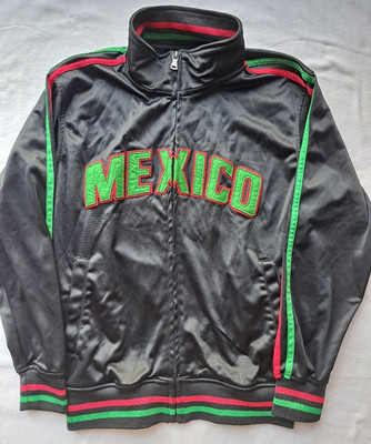 Unisex Original Deluxe Supply Black Satin Track Jacket MEXICO Full Zip Sz Small