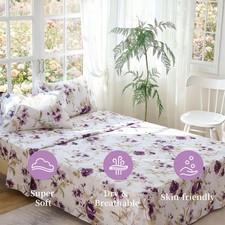 4pcs Queen Bed Sheet Set Deep Pockets Soft Luxurious Bedding Flat Fitted Sheets